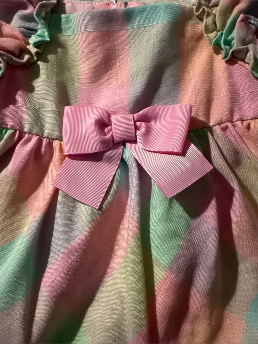 NWT Bonnie Baby 3-Piece Pastel Plaid Dress Set with Headband - 18M - Picture 5 of 11